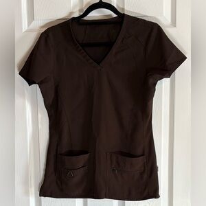 Med Coultire Chocolate Brown V-Neck with two pockets scrub top